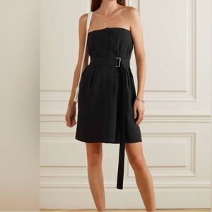 Victoria Beckham Black Mini Dress Sleeveless Belted Chic LBD Buckle Portugal 2